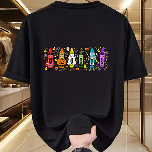 Best Teacher Shirt, Funny Teacher UnisexT-Shirt/Hoodie/Sweatshirt HLT00 - Spooky Halloween Crayons Teacher Classroom T-Shirt