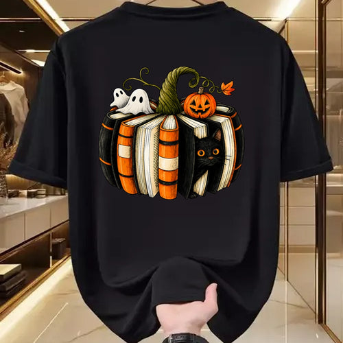 Best Teacher Shirt, Funny Teacher UnisexT-Shirt/Hoodie/Sweatshirt HLT00 - Halloween Reading Pumpkin Book Cat Ghost Librarian Teacher T-Shirt