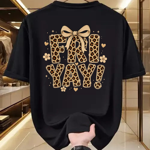 Best Teacher Shirt, Funny Teacher UnisexT-Shirt/Hoodie/Sweatshirt HLT00 - Happy Fri-Yay Friday Leopard Bow Teacher Back to School T-Shirt