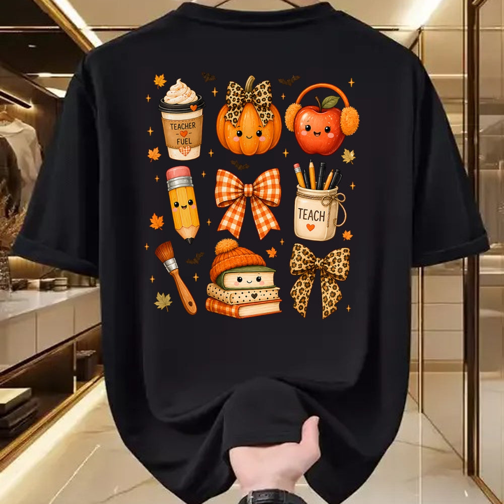 Best Teacher Shirt, Funny Teacher UnisexT-Shirt/Hoodie/Sweatshirt HLT00 - Fall Teacher Halloween Pumpkin Bow Apple Coffee School T-Shirt
