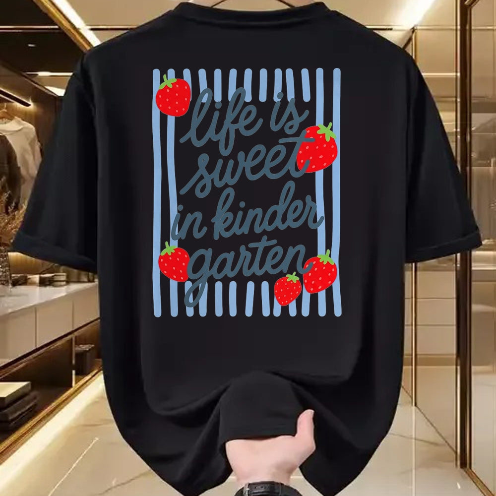 Best Teacher Shirt, Funny Teacher UnisexT-Shirt/Hoodie/Sweatshirt HLT00 - Life is Sweet in Kindergarten Cute Strawberry Teacher T-Shirt