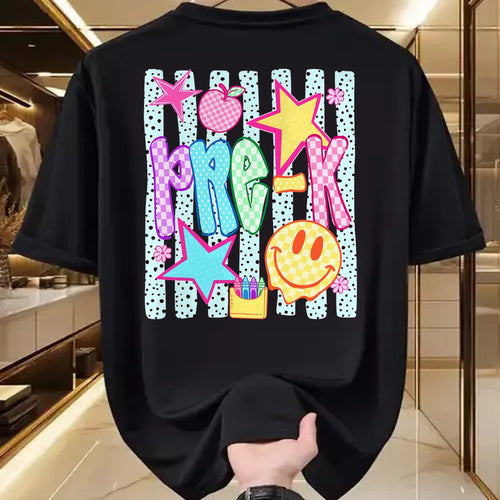 Best Teacher Shirt, Funny Teacher UnisexT-Shirt/Hoodie/Sweatshirt HLT00 - Back to School Colorful Pre K Checkered Girl Teacher T-Shirt
