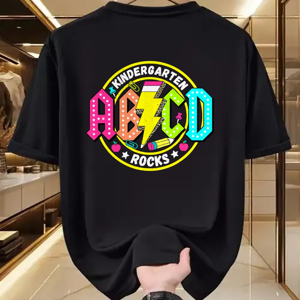Best Teacher Shirt, Funny Teacher UnisexT-Shirt/Hoodie/Sweatshirt HLT00 - Kindergarten Rocks ABCD Back to School Funny Rock Teacher T-Shirt