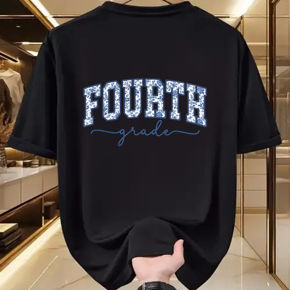 Best Teacher Shirt, Funny Teacher UnisexT-Shirt/Hoodie/Sweatshirt HLT00 - 4th Grade Back to School Fourth Grade Blue Toile Teacher Kid T-Shirt