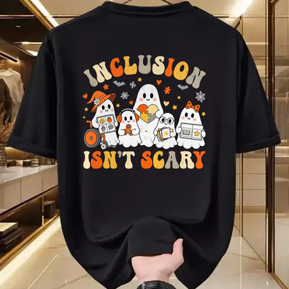 Best Teacher Shirt, Funny Teacher UnisexT-Shirt/Hoodie/Sweatshirt HLT00 - Inclusion Isn't Scary Funny Ghost Halloween SLP SPED Teacher T-Shirt