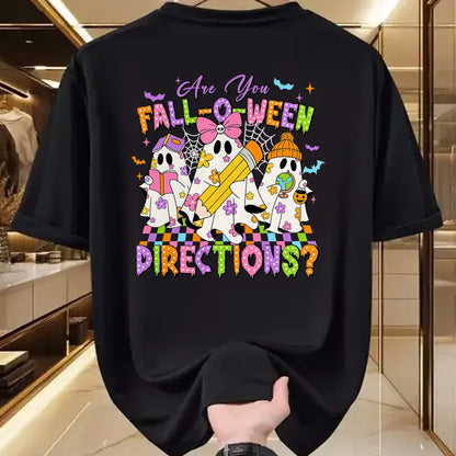Best Teacher Shirt, Funny Teacher UnisexT-Shirt/Hoodie/Sweatshirt HLT00 - Halloween Floral Ghost Teacher are You Falloween Directions T-Shirt