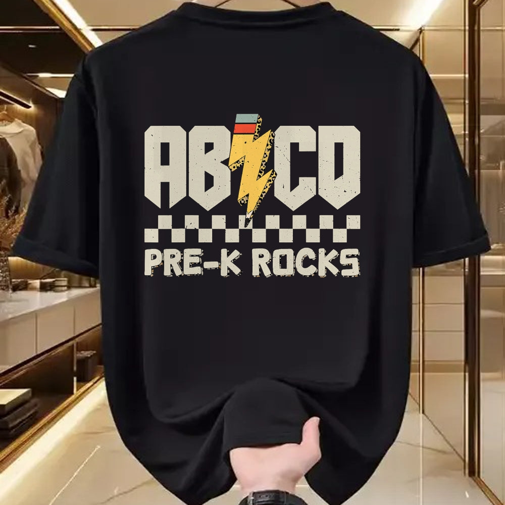 Best Teacher Shirt, Funny Teacher UnisexT-Shirt/Hoodie/Sweatshirt HLT00 - ABCD Pre-K Rocks Pencil Pre-K Teachers Rock for Boys and Children T-Shirt