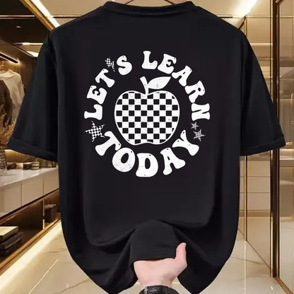 Best Teacher Shirt, Funny Teacher UnisexT-Shirt/Hoodie/Sweatshirt HLT00 - Let's Learn Today Checkered Apple Back to School Teacher T-Shirt