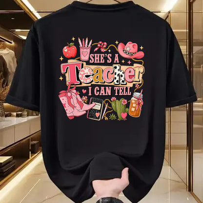 Best Teacher Shirt, Funny Teacher UnisexT-Shirt/Hoodie/Sweatshirt HLT00 - Shes A Teacher I Can Tell Western Classroom Art T-Shirt