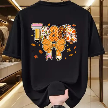 Best Teacher Shirt, Funny Teacher UnisexT-Shirt/Hoodie/Sweatshirt HLT00 - Thanksgiving Teacher Pencil Bow One Thankful Teacher Fall T-Shirt