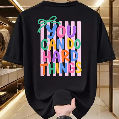 Best Teacher Shirt, Funny Teacher UnisexT-Shirt/Hoodie/Sweatshirt HLT00 - Striped You Can Do Hard Things Motivational Teacher T-Shirt