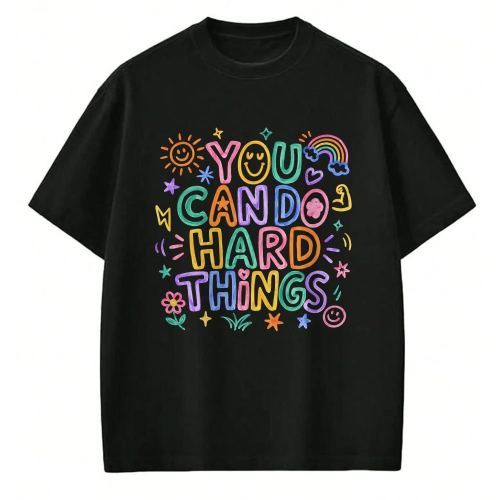 Best Teacher Shirt, Funny Teacher UnisexT-Shirt/Hoodie/Sweatshirt HLT00 - You Can Do Hard Things Doodle Teacher Motivational T-Shirt