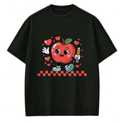 Best Teacher Shirt, Funny Teacher UnisexT-Shirt/Hoodie/Sweatshirt HLT00 - Cute Retro Checkered Apple with Face Teacher Pencil Trendy T-Shirt (2)