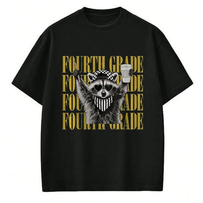 Best Teacher Shirt, Funny Teacher UnisexT-Shirt/Hoodie/Sweatshirt HLT00 - Funny Fourth Grade Teacher Feral Raccoon Back to School T-Shirt, Women, Black, Large