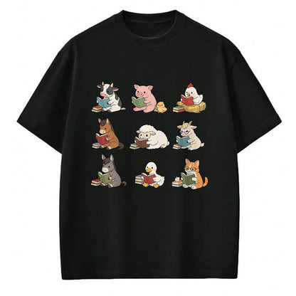 Best Teacher Shirt, Funny Teacher UnisexT-Shirt/Hoodie/Sweatshirt HLT00 - Cute Farm Animal Reading Book Bookish Reader Teacher Library T-Shirt