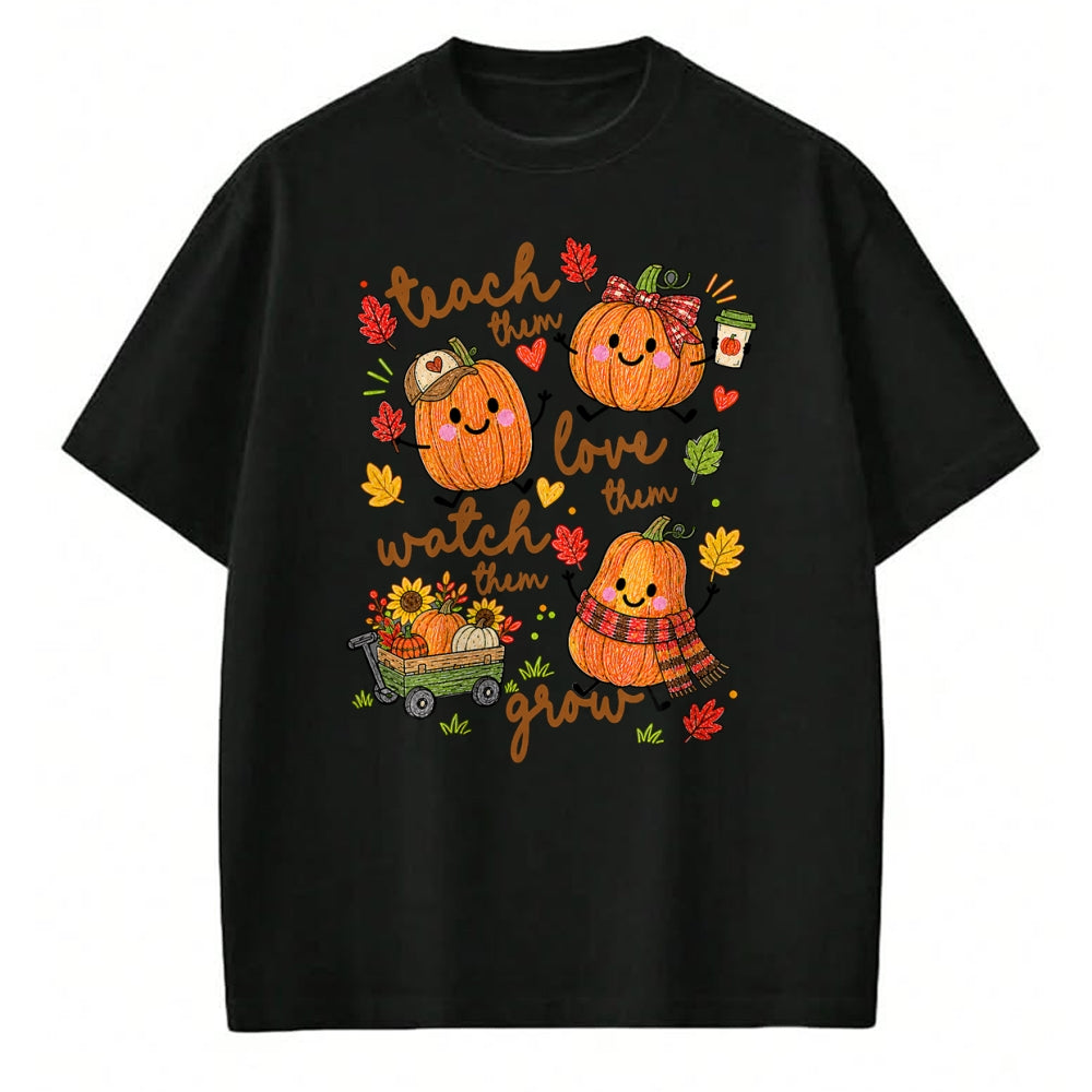 Best Teacher Shirt, Funny Teacher UnisexT-Shirt/Hoodie/Sweatshirt HLT00 - Teach Them Love Them Watch Them Grow Fall Pumpkin Teacher T-Shirt