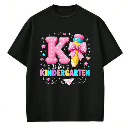 Best Teacher Shirt, Funny Teacher UnisexT-Shirt/Hoodie/Sweatshirt HLT00 - K is for Kindergarten Teacher Coquette Bow Back to School T-Shirt