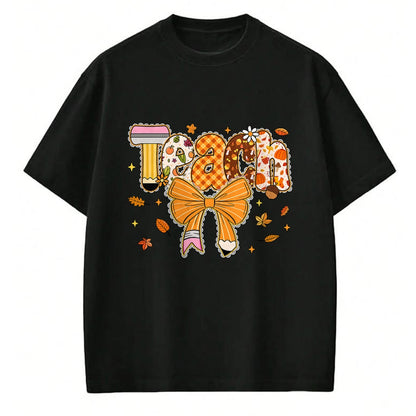 Best Teacher Shirt, Funny Teacher UnisexT-Shirt/Hoodie/Sweatshirt HLT00 - Thanksgiving Teacher Pencil Bow One Thankful Teacher Fall T-Shirt