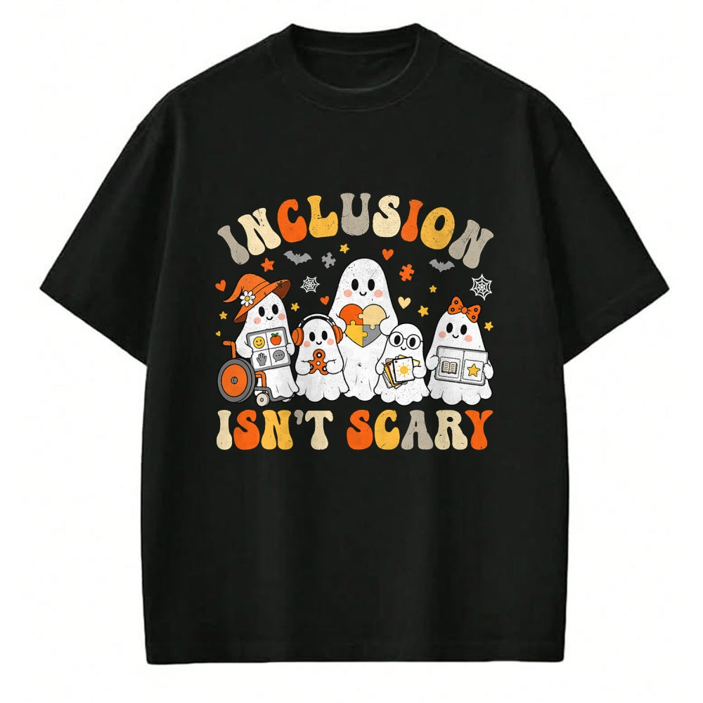 Best Teacher Shirt, Funny Teacher UnisexT-Shirt/Hoodie/Sweatshirt HLT00 - Inclusion Isn't Scary Funny Ghost Halloween SLP SPED Teacher T-Shirt