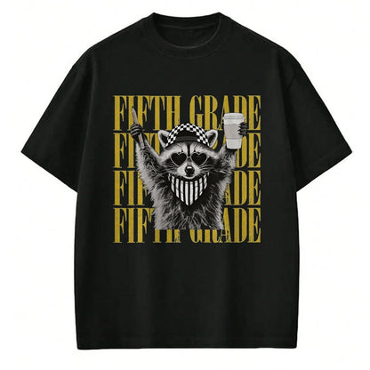 Best Teacher Shirt, Funny Teacher UnisexT-Shirt/Hoodie/Sweatshirt HLT00 - Funny Fifth Grade Teacher Feral Raccoon Back to School T-Shirt, Men, Black, 3X-Large