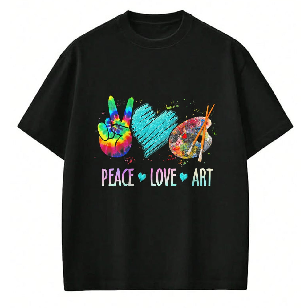 Best Teacher Shirt, Funny Teacher UnisexT-Shirt/Hoodie/Sweatshirt HLT00 - Peace Love Art Painting Palette Art Teacher T-Shirt