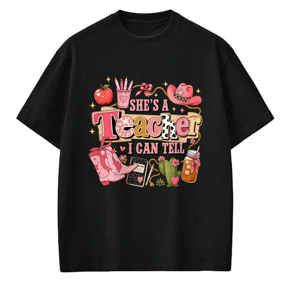 Best Teacher Shirt, Funny Teacher UnisexT-Shirt/Hoodie/Sweatshirt HLT00 - Shes A Teacher I Can Tell Western Classroom Art T-Shirt