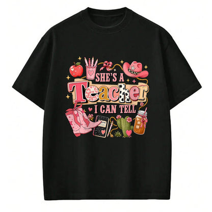 Best Teacher Shirt, Funny Teacher UnisexT-Shirt/Hoodie/Sweatshirt HLT00 - Shes A Teacher I Can Tell Western Classroom Art T-Shirt