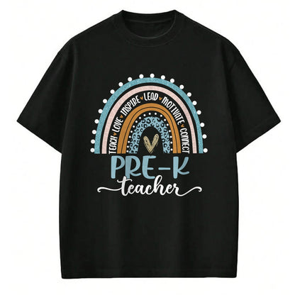 Best Teacher Shirt, Funny Teacher UnisexT-Shirt/Hoodie/Sweatshirt HLT00 - Pre-K Teacher Leopard Boho Rainbow Back to School T-Shirt
