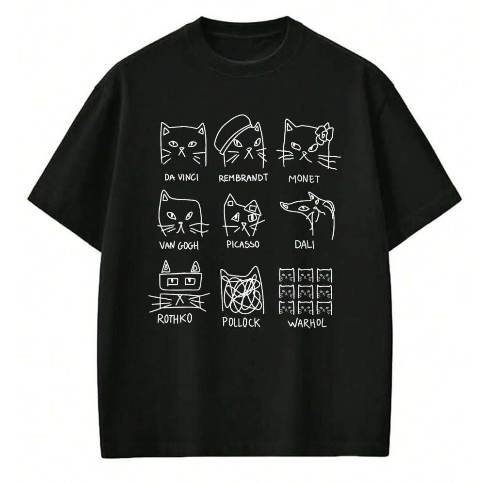 Best Teacher Shirt, Funny Teacher UnisexT-Shirt/Hoodie/Sweatshirt HLT00 - Artistic Cats Funny Cat Minimalist Illustration Art Teacher T-Shirt