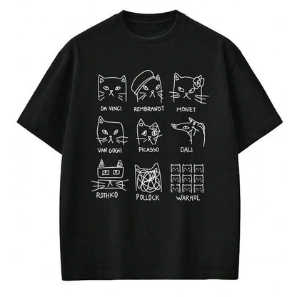 Best Teacher Shirt, Funny Teacher UnisexT-Shirt/Hoodie/Sweatshirt HLT00 - Artistic Cats Funny Cat Minimalist Illustration Art Teacher T-Shirt