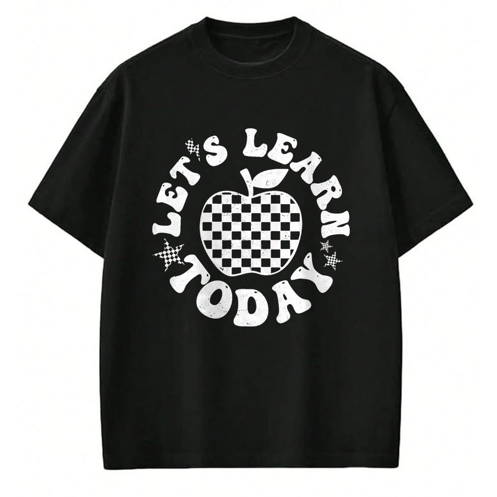 Best Teacher Shirt, Funny Teacher UnisexT-Shirt/Hoodie/Sweatshirt HLT00 - Let's Learn Today Checkered Apple Back to School Teacher T-Shirt