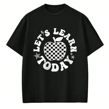 Best Teacher Shirt, Funny Teacher UnisexT-Shirt/Hoodie/Sweatshirt HLT00 - Let's Learn Today Checkered Apple Back to School Teacher T-Shirt