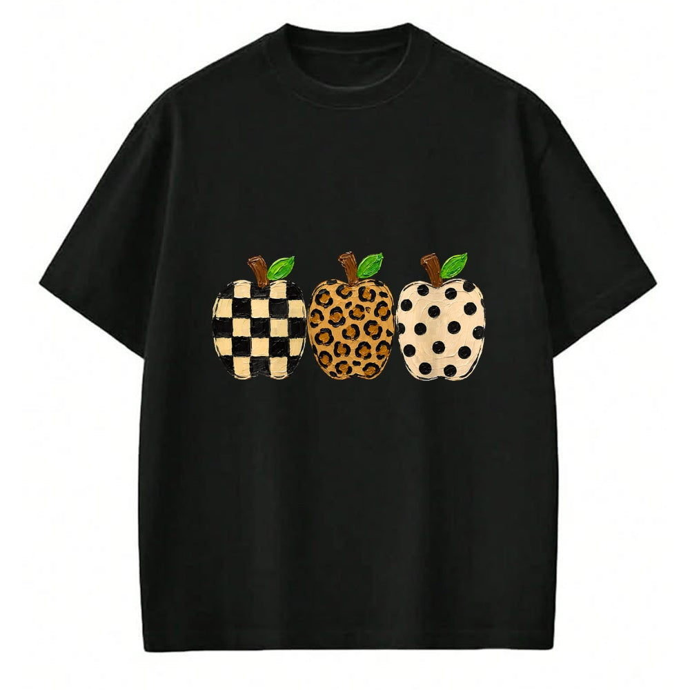Best Teacher Shirt, Funny Teacher UnisexT-Shirt/Hoodie/Sweatshirt HLT00 - Pattern Apple Trio Leopard Print Checkered Polka Dot Teacher T-Shirt