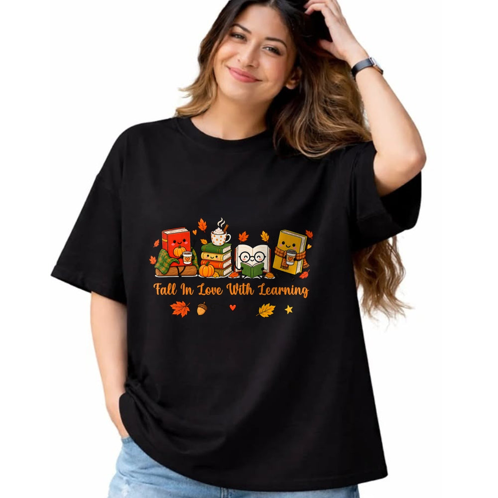 Best Teacher Shirt, Funny Teacher UnisexT-Shirt/Hoodie/Sweatshirt HLT00 - Fall in Love with Learning Autumn Fall Teachers T-Shirt