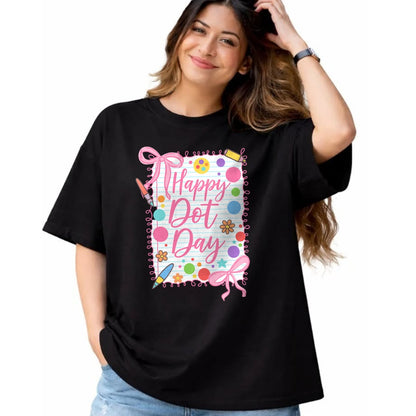 Best Teacher Shirt, Funny Teacher UnisexT-Shirt/Hoodie/Sweatshirt HLT00 - Happy Dot Day Bow Coquette for Teacher Girls T-Shirt