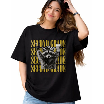 Best Teacher Shirt, Funny Teacher UnisexT-Shirt/Hoodie/Sweatshirt HLT00 - Funny Second Grade Teacher Feral Raccoon Back to School T-Shirt