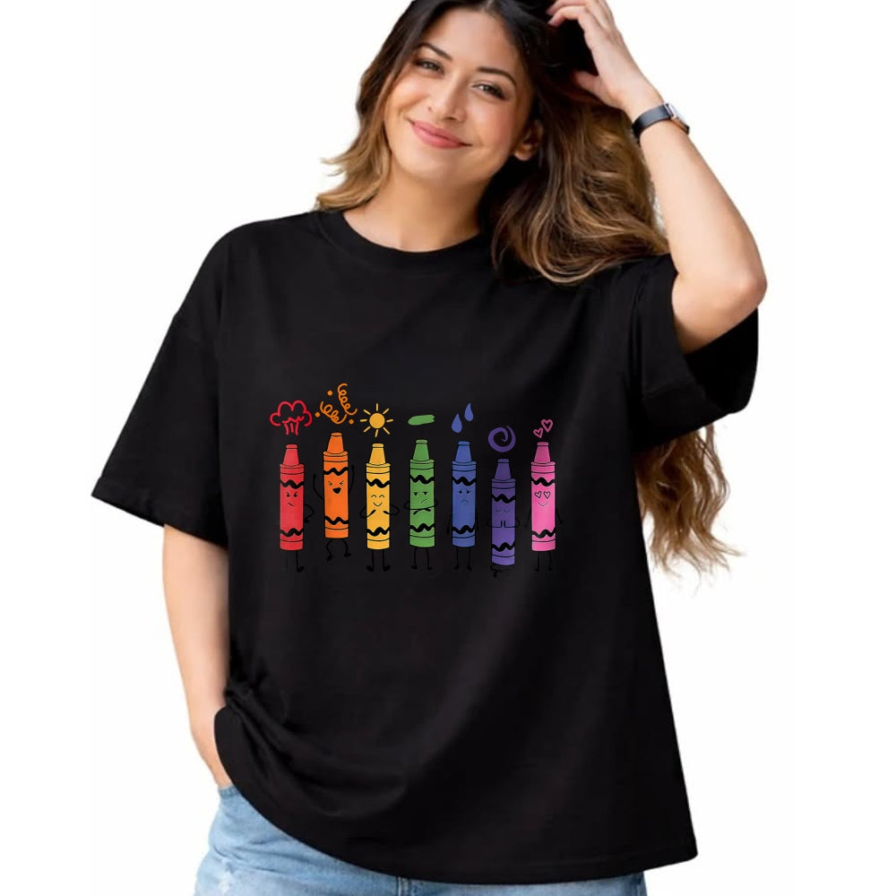 Best Teacher Shirt, Funny Teacher UnisexT-Shirt/Hoodie/Sweatshirt HLT00 - Mood Color Crayons Teacher T-Shirt