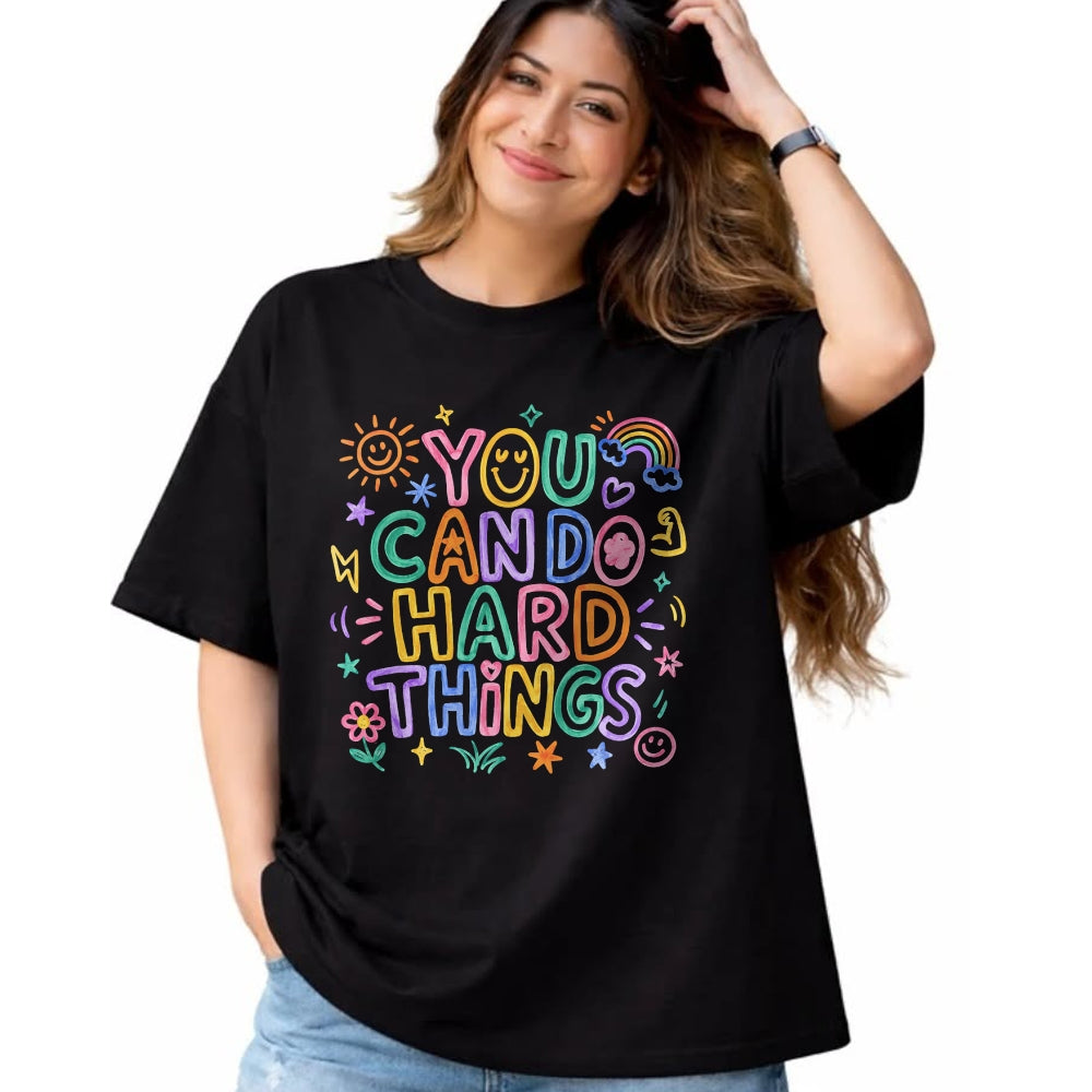 Best Teacher Shirt, Funny Teacher UnisexT-Shirt/Hoodie/Sweatshirt HLT00 - You Can Do Hard Things Doodle Teacher Motivational T-Shirt
