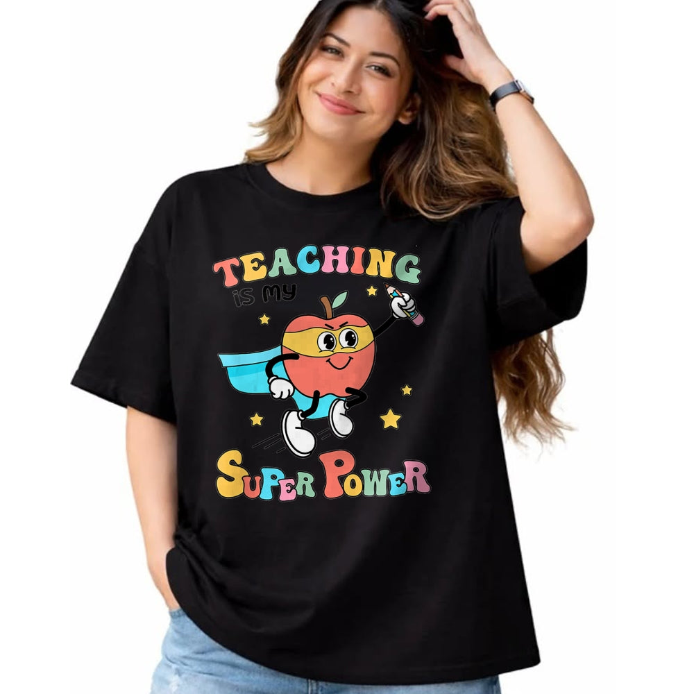 Best Teacher Shirt, Funny Teacher UnisexT-Shirt/Hoodie/Sweatshirt HLT00 - Retro Teaching is My Superpower Apple Teacher Appreciation T-Shirt