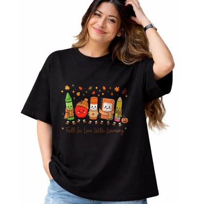 Best Teacher Shirt, Funny Teacher UnisexT-Shirt/Hoodie/Sweatshirt HLT00 - Fall in Love with Learning Teacher Classroom Women Kids T-Shirt