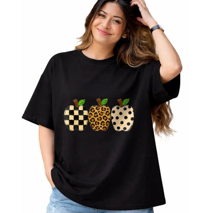 Best Teacher Shirt, Funny Teacher UnisexT-Shirt/Hoodie/Sweatshirt HLT00 - Pattern Apple Trio Leopard Print Checkered Polka Dot Teacher T-Shirt