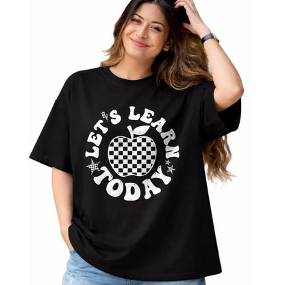 Best Teacher Shirt, Funny Teacher UnisexT-Shirt/Hoodie/Sweatshirt HLT00 - Let's Learn Today Checkered Apple Back to School Teacher T-Shirt