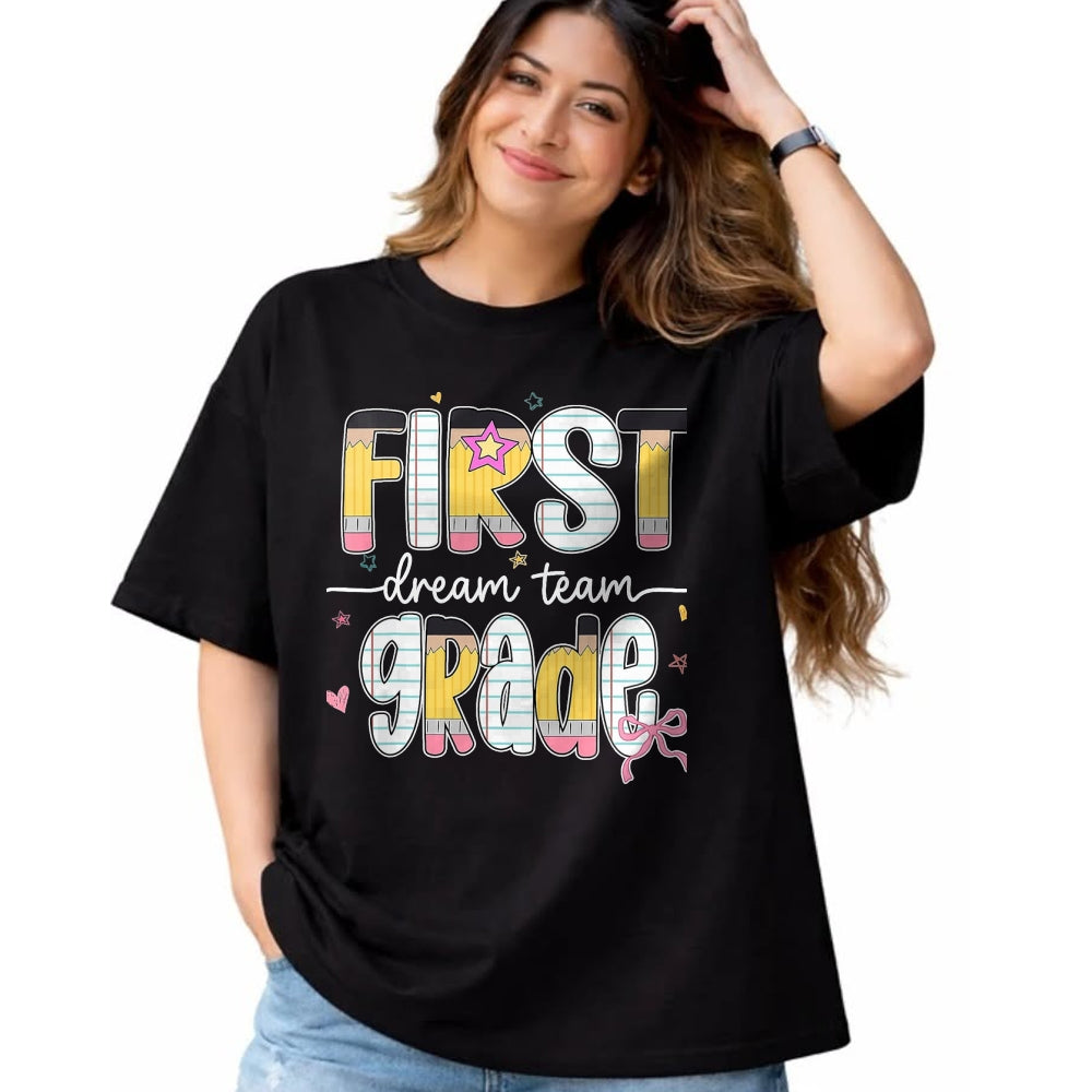 Best Teacher Shirt, Funny Teacher UnisexT-Shirt/Hoodie/Sweatshirt HLT00 - 1st Grade Dream Team Back to School Teacher Student Kids T-Shirt, Men, Black, 3X-Large