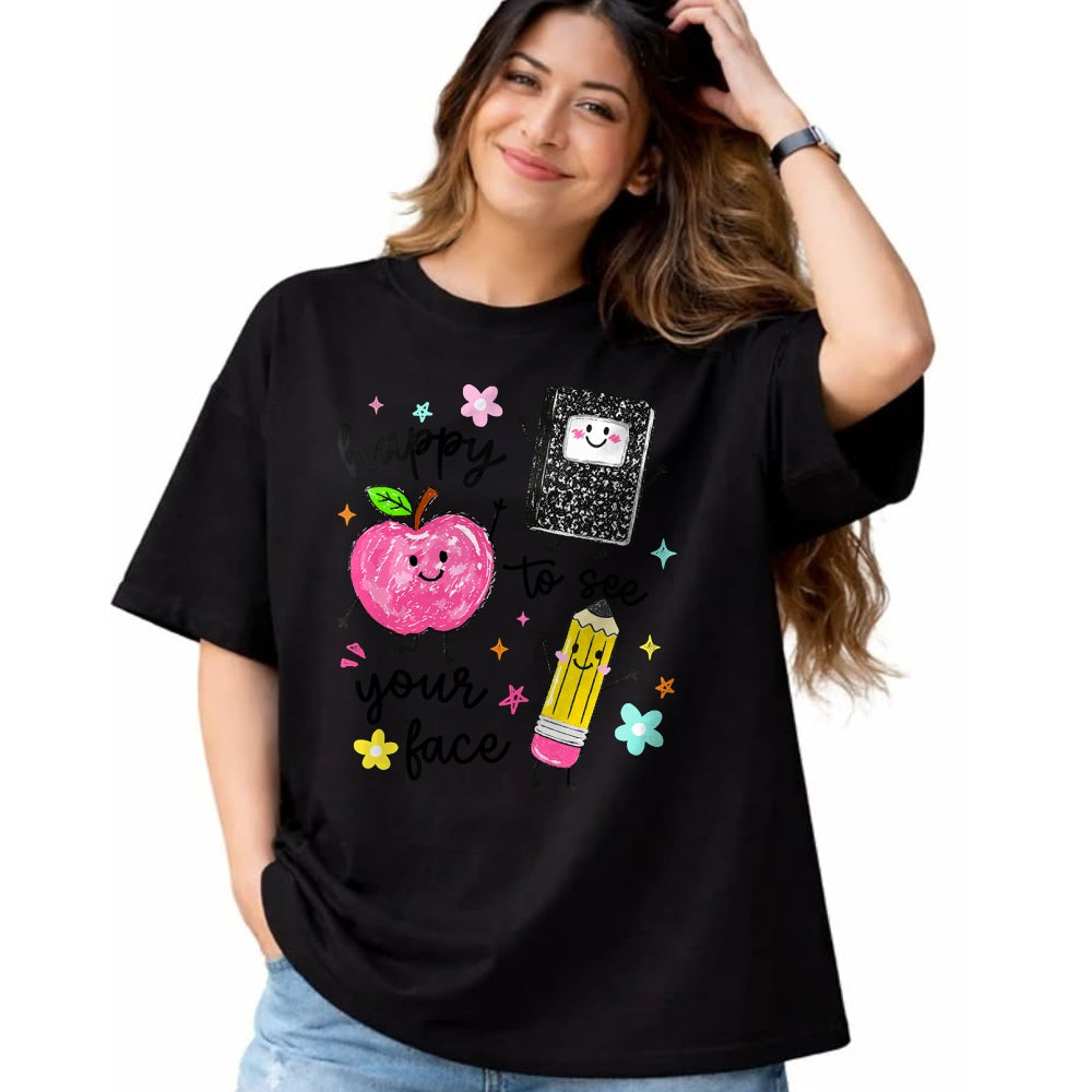 Best Teacher Shirt, Funny Teacher UnisexT-Shirt/Hoodie/Sweatshirt HLT00 - Happy to See Your Face Teacher School Supplies T-Shirt
