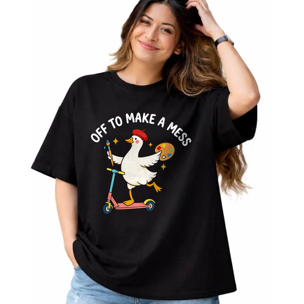 Best Teacher Shirt, Funny Teacher UnisexT-Shirt/Hoodie/Sweatshirt HLT00 - Off to Make A Mess Funny Artist Goose Creative Teacher Humor T-Shirt
