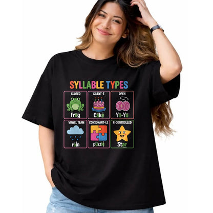 Best Teacher Shirt, Funny Teacher UnisexT-Shirt/Hoodie/Sweatshirt HLT00 - Literacy Teacher Reading Week for Teachers Syllable Types T-Shirt