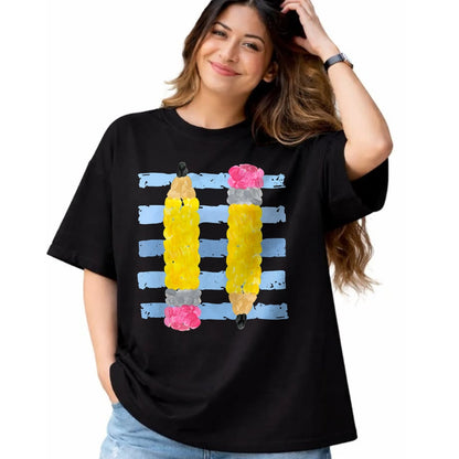 Best Teacher Shirt, Funny Teacher UnisexT-Shirt/Hoodie/Sweatshirt HLT00 - Pencil Stripes Fall Teacher Students Back to School T-Shirt