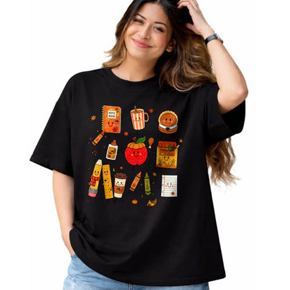 Best Teacher Shirt, Funny Teacher UnisexT-Shirt/Hoodie/Sweatshirt HLT00 - Teacher Doodle Characters Thanksgiving Cute School Supplies T-Shirt