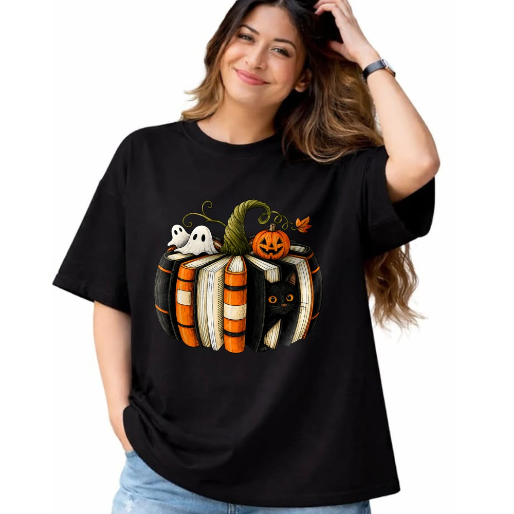Best Teacher Shirt, Funny Teacher UnisexT-Shirt/Hoodie/Sweatshirt HLT00 - Halloween Reading Pumpkin Book Cat Ghost Librarian Teacher T-Shirt