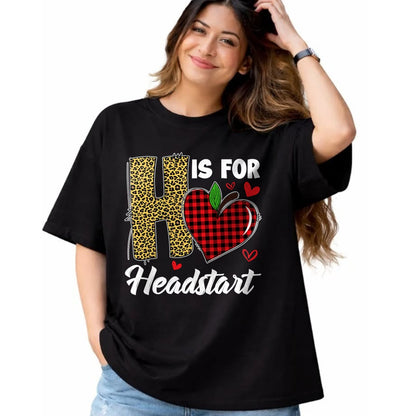 Best Teacher Shirt, Funny Teacher UnisexT-Shirt/Hoodie/Sweatshirt HLT00 - H Is For Headstart Head Start Teacher Leopard Back To School T-Shirt